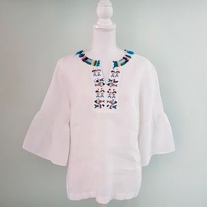 Talbots Linen Embellished Top 🐟 🐟 🐟